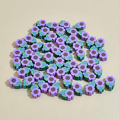 Lila Manuell Polymer Ton Perlen, für DIY Schmuck Bastelbedarf, Blume, lila, 10x0.5 mm