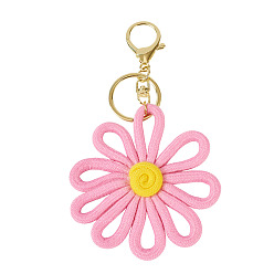 Pink Брелоки из полиэстера с цветами, с застежкой из сплава и железными кольцами, золотые, розовые, 150 мм