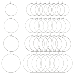Нержавеющая Сталь Цвет 316 серьги-кольца из хирургической нержавеющей стали., Винные стекла, цвет нержавеющей стали, 20 мм / 25 мм / 30 мм / 40 мм, 80 шт / коробка