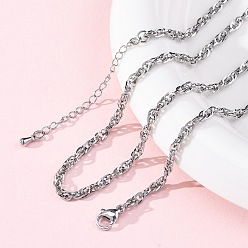 Платина Ожерелья из латунных цепочек для женщин, 304 из нержавеющей стали застежкой омар, стойки покрытие, без свинца и без кадмия, долговечный, платина, 17.91 дюйм (45.5 см)