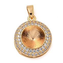 Настоящее золото 18K Латунные микропаве прозрачные подвески с фианитом, без кадмия, без никеля и без свинца, круглые, реальный 18 k позолоченный, 17x15x4.5 мм, отверстие : 3.8 мм