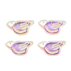 Средняя Орхидея Гальванопокрытие и стеклянные бусины с золотым металлическим плетением, птица, средне орхидеи, 10x19.5x7 мм, отверстие : 1 мм