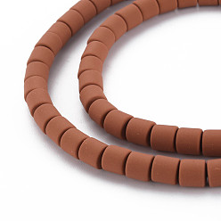 Saddle Brown Handmade Polymer Clay Bead Strands, Column, Saddle Brown, 6.5x6mm, Hole: 1.2mm, about 61pcs/strand, 15.75 inch(40cm)