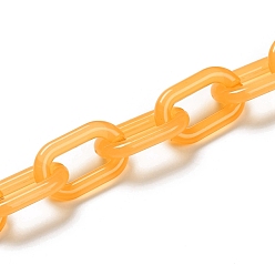 Orange Handgemachte nachgemachte Gelee Acryl Kabelketten, für Schmuck machen, ungeschweißte, ellipsenförmige, orange, Link: 27x16.5x4 mm, 39.37 Zoll (1 m)/Strang