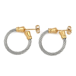 Золотой & Цвет Нержавеющей Стали Ионное покрытие (ip) 304 серьги-гвоздики из нержавеющей стали для женщин, золотые и нержавеющая сталь цвет, 24.5x5 мм