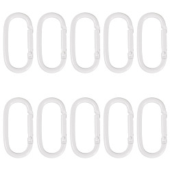 Белый 10шт. сплав пружинных затворных колец, овальные, белые, 50x25x4 мм