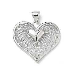 Сердце Латунные подвески, платина, сердце, 22x24x4 мм, отверстие : 4.5x3.5 мм