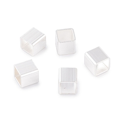 Серебро 304 из нержавеющей стали европейские шарики, бусины с большим отверстием, кубические, серебряные, 6x6x6 мм, отверстие : 5x5 мм