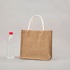 Цвет Древесины Пустые сумки из мешковины с ручкой, прямоугольные, деревесиные, 25x25x18 см