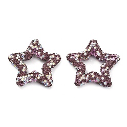 Свет Аметист Звездообразные полимерные глиняные бусины со стразами, Фокальные бусины для изготовления бижутерии и брелоков, светлый аметист, 32.5x33.5x6.5 мм, отверстие : 1.8 мм