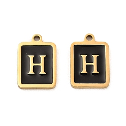 Letter H 304 подвески из нержавеющей стали, с эмалью, прямоугольник с подвеской в виде буквы, золотые, Письмо ч, 17.5x12x1.5 мм, отверстие : 1.5 мм