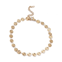 Золотой Вакуумное покрытие pvd 304 браслеты из плоских цепочек с круглыми звеньями из нержавеющей стали, с карабин-лобстерами , , золотые, 8-5/8 дюйм (22 см)