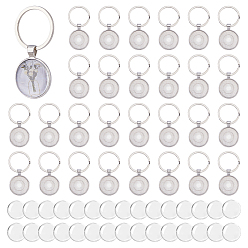 Платина 30Подвесные украшения из сплава шт., с железными кольцами и стеклянными кабошонами, плоско-круглые, платина, 62 мм