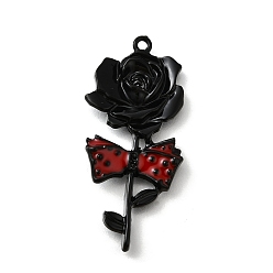 Цветок Подвески из эмали в готическом стиле, чёрные, цветок, 42x20x3.5 мм, отверстие : 1.6 мм