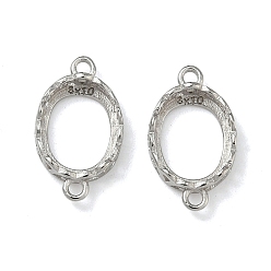 Платина 925 оправы для кабошонов из стерлингового серебра, овальные, настройки открытой спины, платина, лоток : 8x6.5 мм, 16x9.5x3 мм, отверстие : 1.4 мм