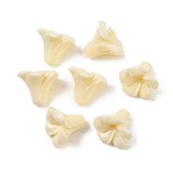 Jaune Clair Perles sculptées en corail synthétique teint, fleur, jaune clair, 12.5x14.5x14.5mm, Trou: 1.5mm