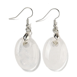 Хрусталь Серьги-подвески из латуни с овальным покрытием, с натуральным кварцевым резонатором, без кадмия и без свинца, 51x18 мм