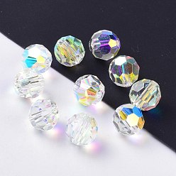 Clear AB Imitation Austrian Crystal Beads, Grade AAA, Faceted(32 Facets), Round, Clear AB, 8mm, Hole: 0.9~1.4mm