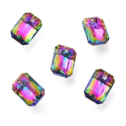 Вулкан Стеклянные стразы подвески, с покрытием на задной стороне, граненые, восьмиугольник прямоугольник, вулкан, 9x6x3 мм, отверстие : 1 мм