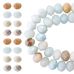 Flower Amazonite 1 brins de perles d'amazonite à fleurs naturelles, facette, rondelle, 5.5~6.5x4.5mm, Trou: 1mm, Environ 91~94 pcs/chapelet, 15.35'' (39 cm) ~ 15.43'' (39.2 cm)