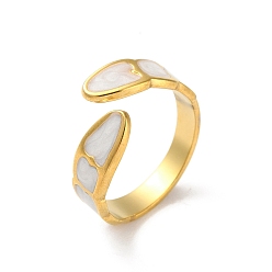 Real 18K Gold Plated 304 Stainless Steel Enamel Cuff Rings, Real 18K Gold Plated, Adjustable