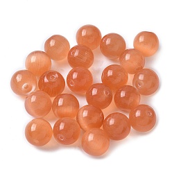 Шоколадный Бусины Кошачие Глаза, круглые, за половину пробурено бисера, цвет шоколада, 10 мм, отверстие : 1 мм