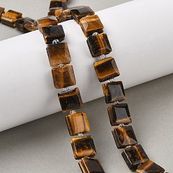 Тигровый глаз Природных тигровый глаз бисер нитей, квадратный, 10.5~11x10~11x5~6 мм, отверстие : 0.9~1 мм, около 32~34 шт / нитка, 15.39~15.63'' (39.1~39.7 см)