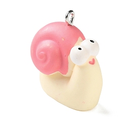 Snail Подвески из анималистичной смолы, с железной платиной петлей, улитка, 23.5x14x22 мм, отверстие : 1.8 мм