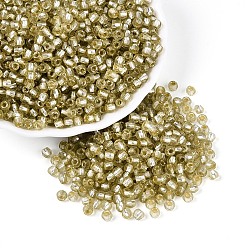 Светло-хаки Серебряные подкладке стекло бисер, двухконусные, светлый хаки, 3x4 мм, отверстие : 1.5~1.6 мм, Около 9000 шт / фунт
