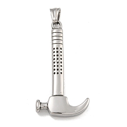 Античное Серебро 304 из нержавеющей стали большие кулоны, молоток очарование, античное серебро, 59.5x30x7 мм, отверстие : 9x5 мм