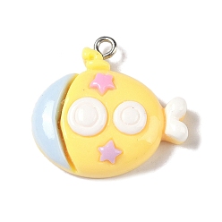 Подводная лодка Подвески из непрозрачной смолы на тему океана, Подвески в виде морских животных с железными петлями с платиновым покрытием, подводная лодка, 24x25.5x7 мм, отверстие : 2 мм