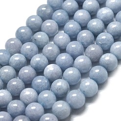 Светлый Стально-синий Натуральный Malaysia нефритовые бусы пряди, окрашенная и подогревом, круглые, светло-стальной синий, 8~8.5 мм, отверстие : 1.2 мм, около 48 шт / нитка, 14.96 дюйм (38 см)