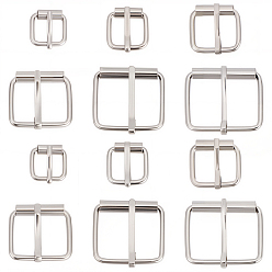 Platine 24 pièces 6 styles boucles à rouleau en alliage pour connecteur de sangle de sac, rectangle, platine, 18.5~36x18.5~40x6~7mm