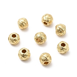 Настоящее золото 18K Плетеные круглые латунные бусины, без кадмия и без свинца, стойки покрытие, долговечный, реальный 18 k позолоченный, 7~7.5x6 мм, отверстие : 2.5 мм