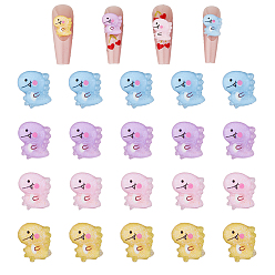 (52) Непрозрачная лаванда 80шт 4 цветные кабошоны из непрозрачной смолы, динозавр, разноцветные, 24x19x6 мм, 20 шт / цвет