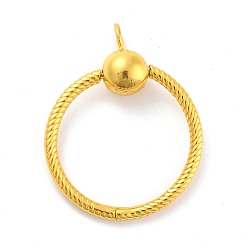 Golden Openable Snake Chain Shape Brass Pendants, with European Alloy Clasp, for Large Hole Beads, Ring/O Shaped, Golden, 42x33x3mm, Hole: 4.5mm