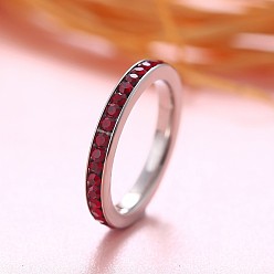 Гранат Красочные кольца с камнями, символизирующими знак зодиака, январь, Кольца из нержавеющей стали со стразами для женщин, гранат, размер США 8 (18.1 мм)