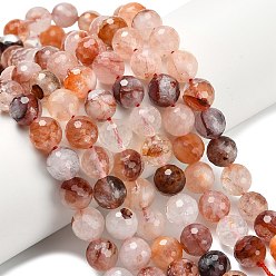 Красный Кварц Нити бусин из натурального красного гематоидного кварца/железистого кварца класса А, граненый (128 граней), круглые, 10 мм, отверстие : 0.8 мм, около 40 шт / нитка, 15.55 дюйм (39.5 см)