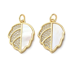 Настоящее золото 18K Латунные микро проложить кубического циркония подвески, с оболочкой, лист прелести, стойки покрытие, прочное покрытие, без кадмия и без свинца, с целью перехода в кольце, реальный 18 k позолоченный, 20.5x15.5x2.5 мм, отверстие : 3 мм