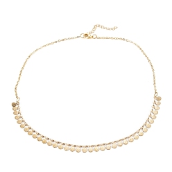 Золотой Вакуумное покрытие pvd 304 плоские круглые подвески из нержавеющей стали, с карабин-лобстерами , , золотые, 16.50 дюйм (41.9 см)