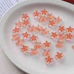 Темно-Оранжевый Акриловые эмалевые бусины, звезды с улыбающимся лицом, темно-оранжевый, 19.9x20.9x8 мм, отверстие : 3.5 мм