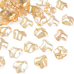 (932FM) Темно-синий аква-матовый с подкладкой Прозрачные акриловые подвески, с покрытием AB цвета, лепесток, темно-золотистые, 15.5x15x5 мм, отверстие : 2 мм, Около 2200 шт / 500 г