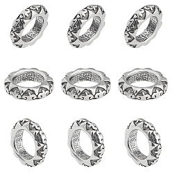 Antik Silber Farbe 304 Edelstahlkugeln, Großloch perlen, Ionenbeschichtung (ip), Ring, Antik Silber Farbe, 8.5x2.5 mm, Bohrung: 5 mm, 10 Stück / Karton