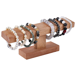 Цвет Древесины Деревянные подставки-органайзеры для часов в форме буквы Т, Подставка для ювелирных изделий (часов, браслетов)., деревесиные, 24.8x5x9.8 см