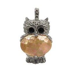 Pink Shell Natural Pink Shell Pendants, Owl, 45x25mm