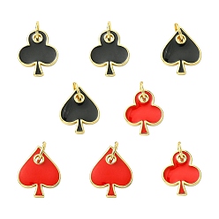 (52) Непрозрачная лаванда 8 шт 4 стили латунные эмалевые подвески, сердечный/клубный шарм, с целью перехода в кольце, реальный 18 k позолоченный, без кадмия и без свинца, стойки покрытие, долговечный, разноцветные, 14.5x12x2 мм, отверстие : 3.5 мм, 2 шт / стиль