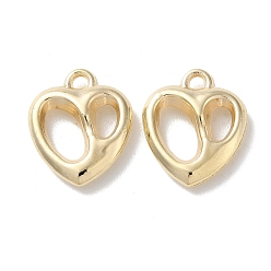 Golden CCB Plastic Pendants, Heart Charms, Golden, 17.5x14.5x4mm, Hole: 1.6mm