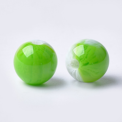 Lime Resin Beads, Round, Lime, 12x11.5mm, Hole: 2.5mm