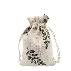 Лист Мешки для упаковки из набивного хлопка с имитацией мешковины, сумки с завязками, на Рождество, свадьба и упаковка поделки, лист, 18x13 см