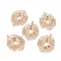 Настоящее золото 18K Сеттинги для кулона (кабошонов), латунь , цветок, реальный 18 k позолоченный, 33x26.5x4.5 мм, отверстие : 1.2 мм, лоток : 12.5x9.5 мм